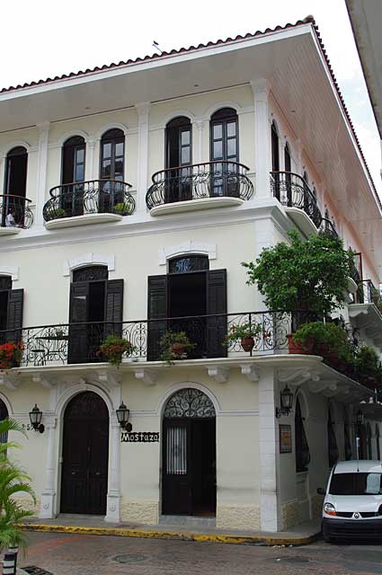 Example of balconies on a colonial city house in the old part of Panama City.