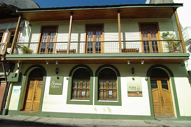 Example of a wooden balcony on a reconstructed colonial city house in the old part of Panama City.