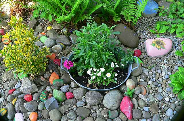 Here is a cool idea that costs almost no money and can be very decorative in your stone garden