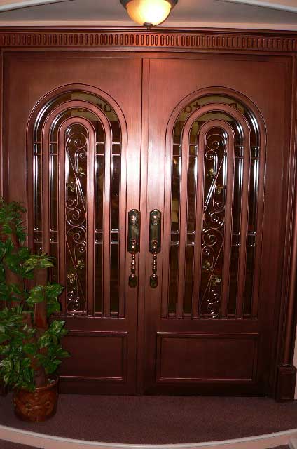 Photo example of a beautiful decorative bronze colored metal door