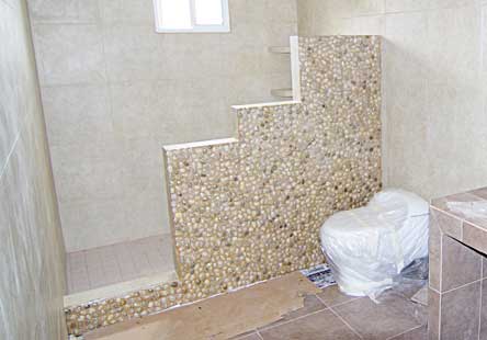 stone shower wall